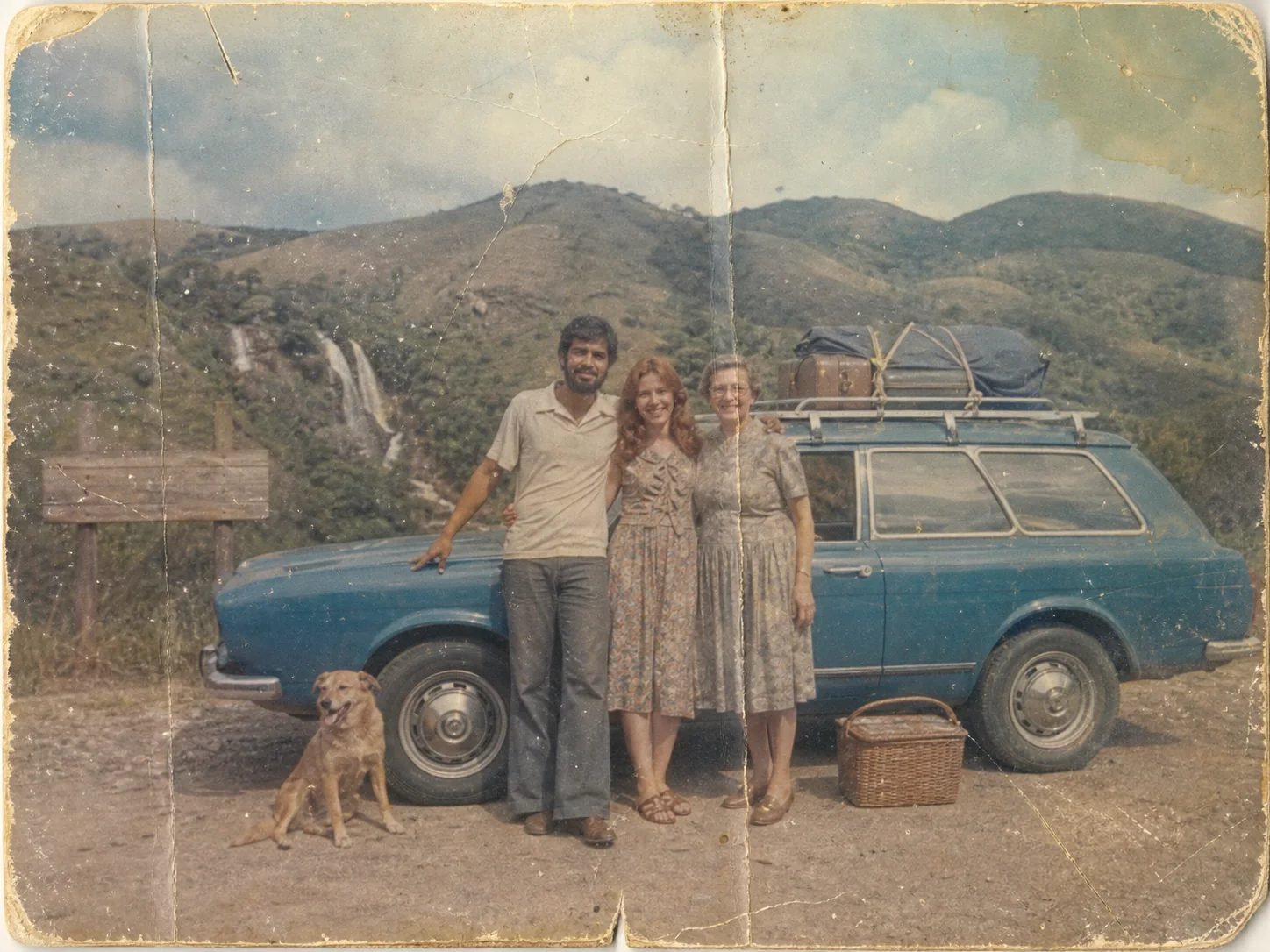 Fotografia antiga de família antes da restauração