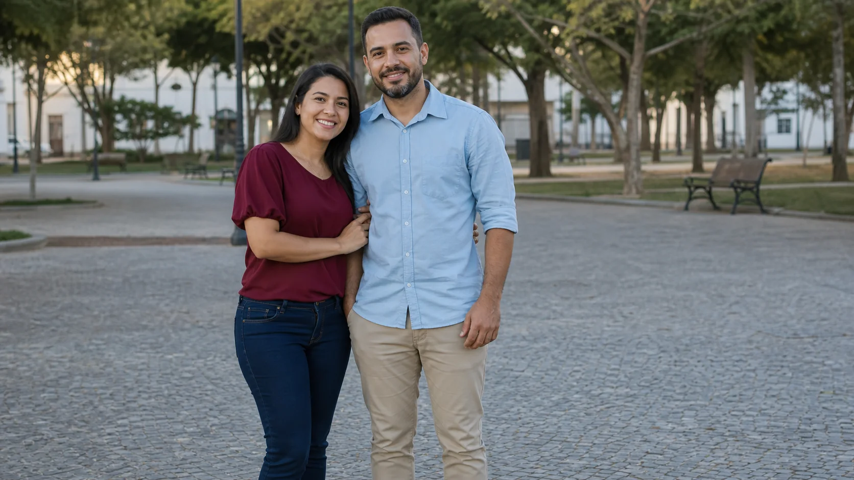 Casal em praça