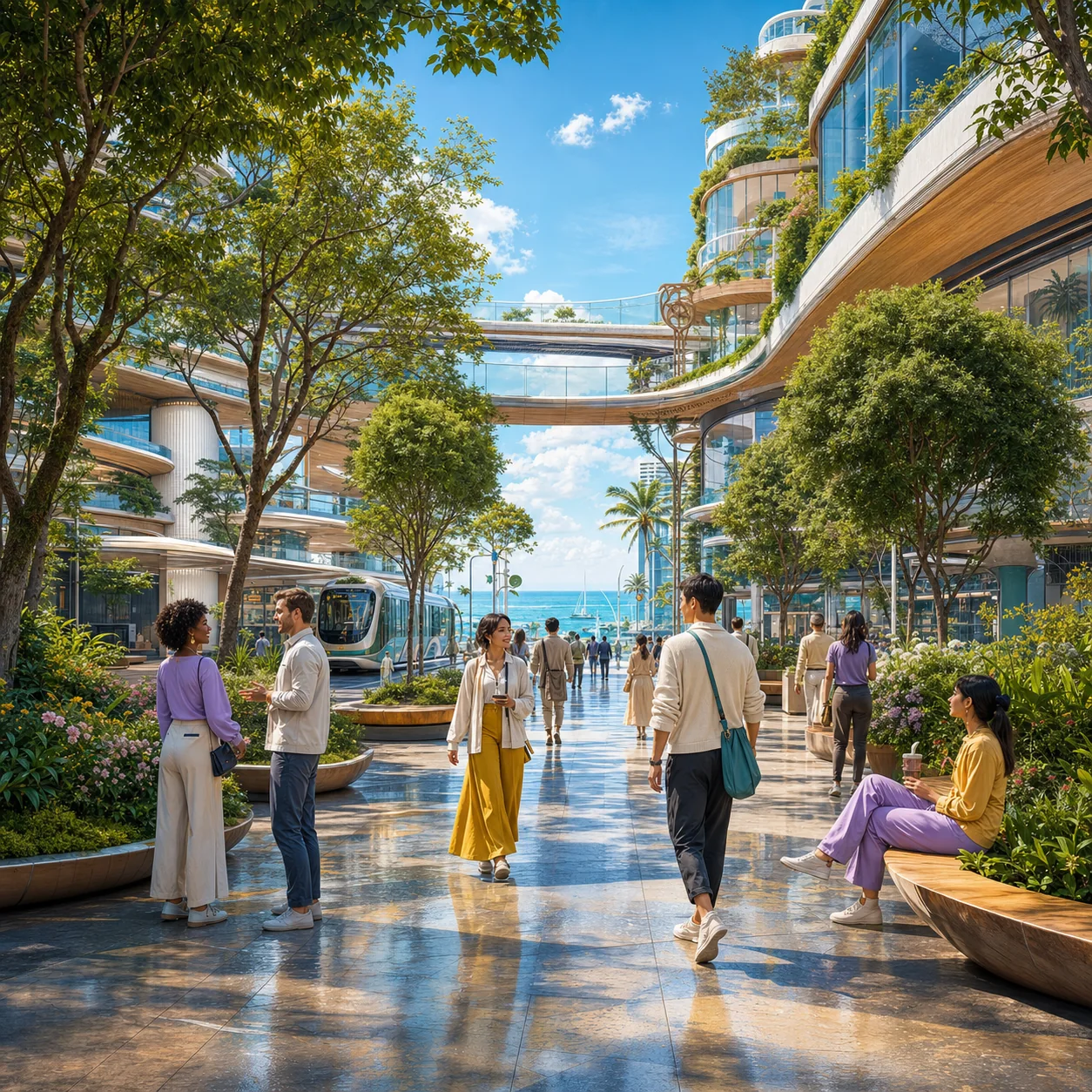 Cidade futurista em formato quadrado antes da expansão